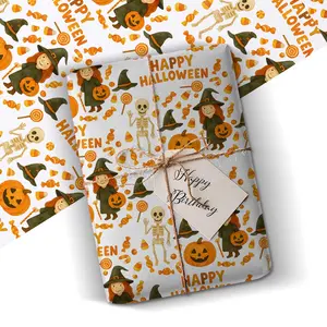 Halloween Autumn Gift Wrap Happy Halloween wrapping paper, Pumpkin Present, Cute Halloween paper, Autumn Halloween wrapping