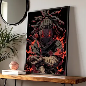 Black Anime Poster, Retro Akatsuki Black Dope Anime Print, Afro Loc Urban Culture Street Anime Wall Art