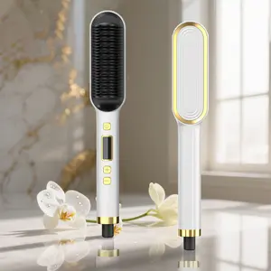 Heated Hair Straightening Brush with Temperature Display, Anti-Frizz Smooth Styling Tool, 230v 30w Power for Professional Use, Hair Straightener Comb