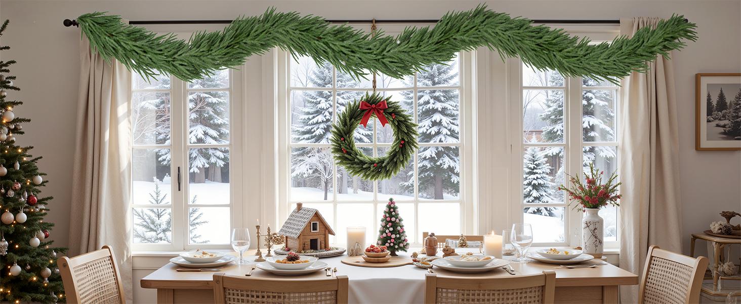 【On Sale】SHareconn 6ft 1/2/4Pack Artificial Christmas Garland, Real Touch Norfolk Pine and Cypress Pine Garland - Pine Garland, Greenery Christmas Garland for Mantle, Table, Fireplace, Indoor, Outdoor Christmas