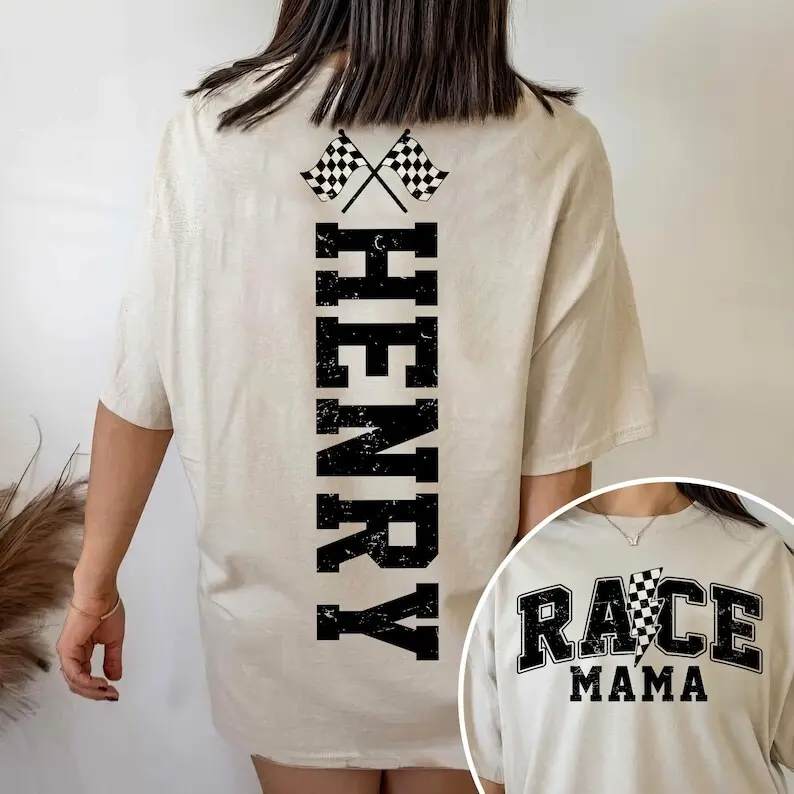 Race mama T-Shirt. Personalized Race Mom Shirt, Race Mama Sweatshirt, Racing Season, Checkered Race Shirt, Mama Racing Sweatshirt, Mothers Day Gift For Mom