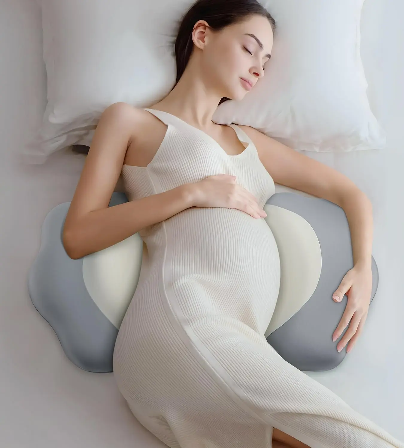Memory Foam Pregnancy Pillow Cooling Maternity Pillow for Belly Support | Pregnancy Wedge Pillow for Back/Belly/Hips, Adjustable Maternity Pillow for Pregnant Women, Side Sleeping Pregnant Pillow