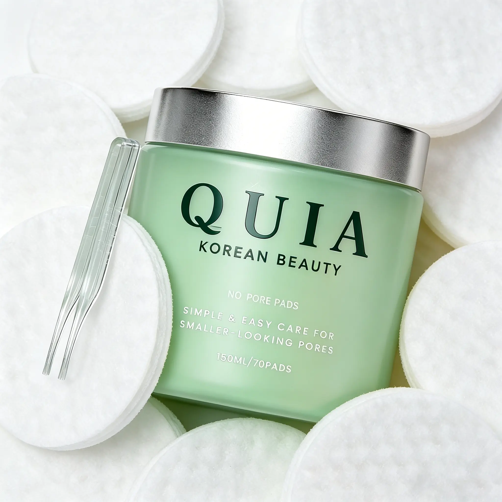 QUIA Dual-Action Toner Pads | Gentle PHA Exfoliation for Sensitive Skin | Hydrating Pore Minimizer, Blackhead & Blemish Control | 70 Soft Korean Textured Pads