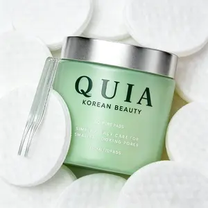 QUIA Dual-Action Toner Pads | Gentle PHA Exfoliation for Sensitive Skin | Hydrating Pore Minimizer, Blackhead & Blemish Control | 70 Soft Korean Textured Pads