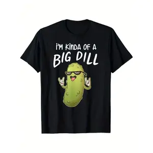 I'm Kinda Of A Big Dill Funny Pickle Graphic T-Shirt -  Crew Neck Tee with Distressed Design, Unisex Casual Short Sleeve Shirt for Men & Women Unique Birthday Gift Idea