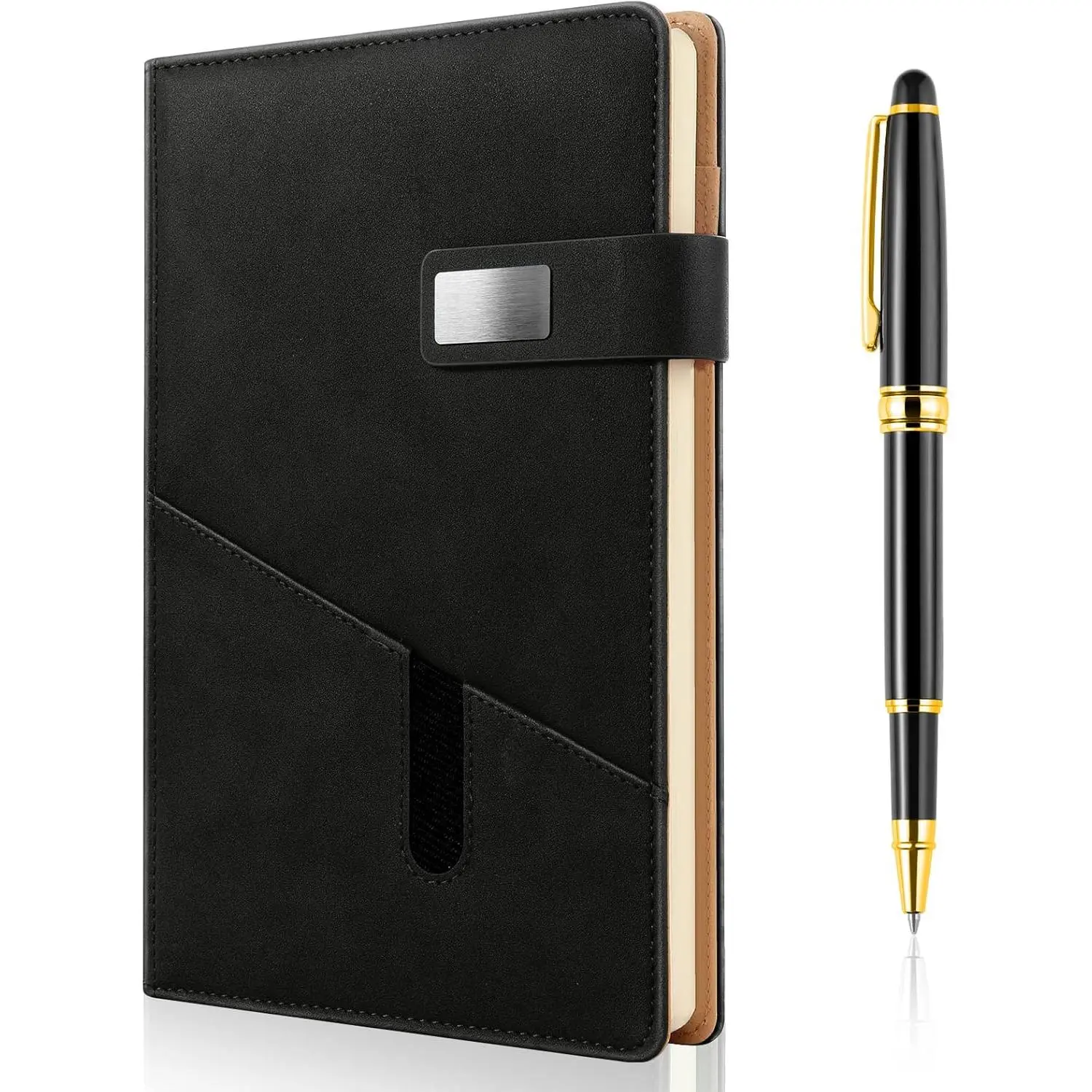 A5 Blank Journal Notebook, Refillable Hardcover Leather Sketchbook with Pocket and  Buckle, 240 Pages Thick Travel Sketchbooks for Drawing and Writing, 80gsm Unlined Journal for Men and Women