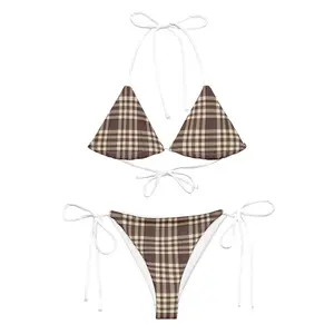 Brown Gingham Bikini  Plaid Bikini  Tartan Pattern  Checkered Bikini
