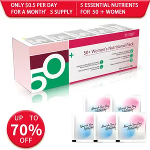 Puiiso 50+ Beautypack Daily Supplement for Women | Multivitamins, Calcium, GABA, Jujube Seed Extract, L-Theanine, Collagen, Caviar Collagen Peptides for Skin, Hair, Anti-aging, Stress, Sleep Support | 30-Day Health Pack Dietary vitamins for women