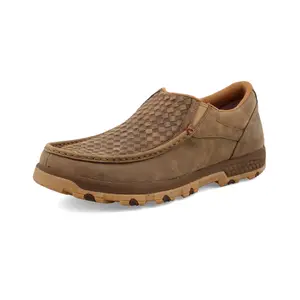 Twisted X Men's CellStretch Chukka Driving Moc Bomber Leather Ankle Shoe with Air-Mesh Lining & EVA Midsole for Comfort and Durability MXC0018, Round Toe, Ankle Boot Height