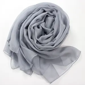 Gray Silver Chiffon Shawl Wrap Soft Head Scarf Hijab 28"x71"