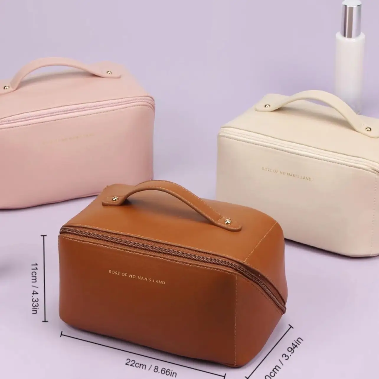 Travel Makeup Bag,Large Capacity Cosmetic Bags for Women,Waterproof Portable Pouch Open Flat Toiletry Bag Make up Organizer with Divider and Handle Mo