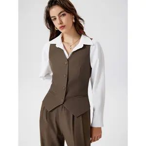 Cider [2 colors, size 2-10] V-Neck Button Waistcoat