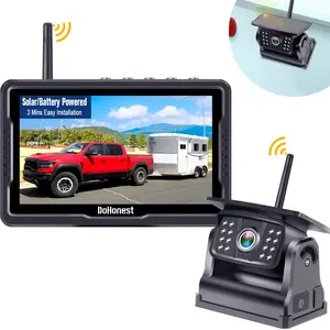 Wireless Backup Camera Solar Magnetic: Portable Cordless Scratch-Proof Truck Trailer Hitch Rear View Camera HD 1080P No Wiring No Drilling Rechargeable 5'' Monitor Kit for Car RV Camper - DoHonest V35