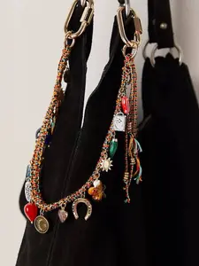 Bohemian Evil Eye Keychain Bag Charm for Women – Vintage Ceramic Fish & Horseshoe Pendant, Gypsy Style Backpack Clip Key Ring for Halloween Thanksgiving Christmas New Year Gift