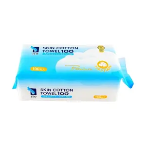ITO Japan Premium 100% Cotton Ultra Thick Facial Tissues - 100 Count, Wet & Dry Use, Soft & Gentle for Face Cleansing