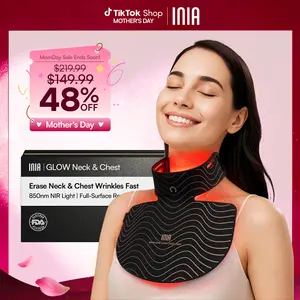 INIA GLOW Neck & Chest Red Light Mask – 850nm NIR LED Mask for Wrinkle & Spot Reduction, Lift & Firm in 4 Weeks, Rechargeable 2600mAh Controller, Clinic-Grade Full Coverage, Best Valentine's Day Gift for Her