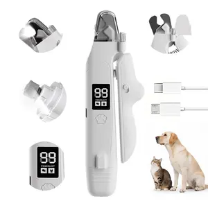 2-in-1 Dog&Cat Nail Clippers with LED Light, Low Noise Electric Pet Nail Grinder for Small Large Dogs & Cats, USB-C Rechargeable Nail Trimmer for Safe Grooming, Paw Trimmer