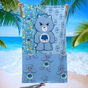 Care Bears Print Beach Towel, Quick-Dry Microfiber Bath Towel, Reusable Sandproof Towel for Pool Party Yoga Summer Outdoor