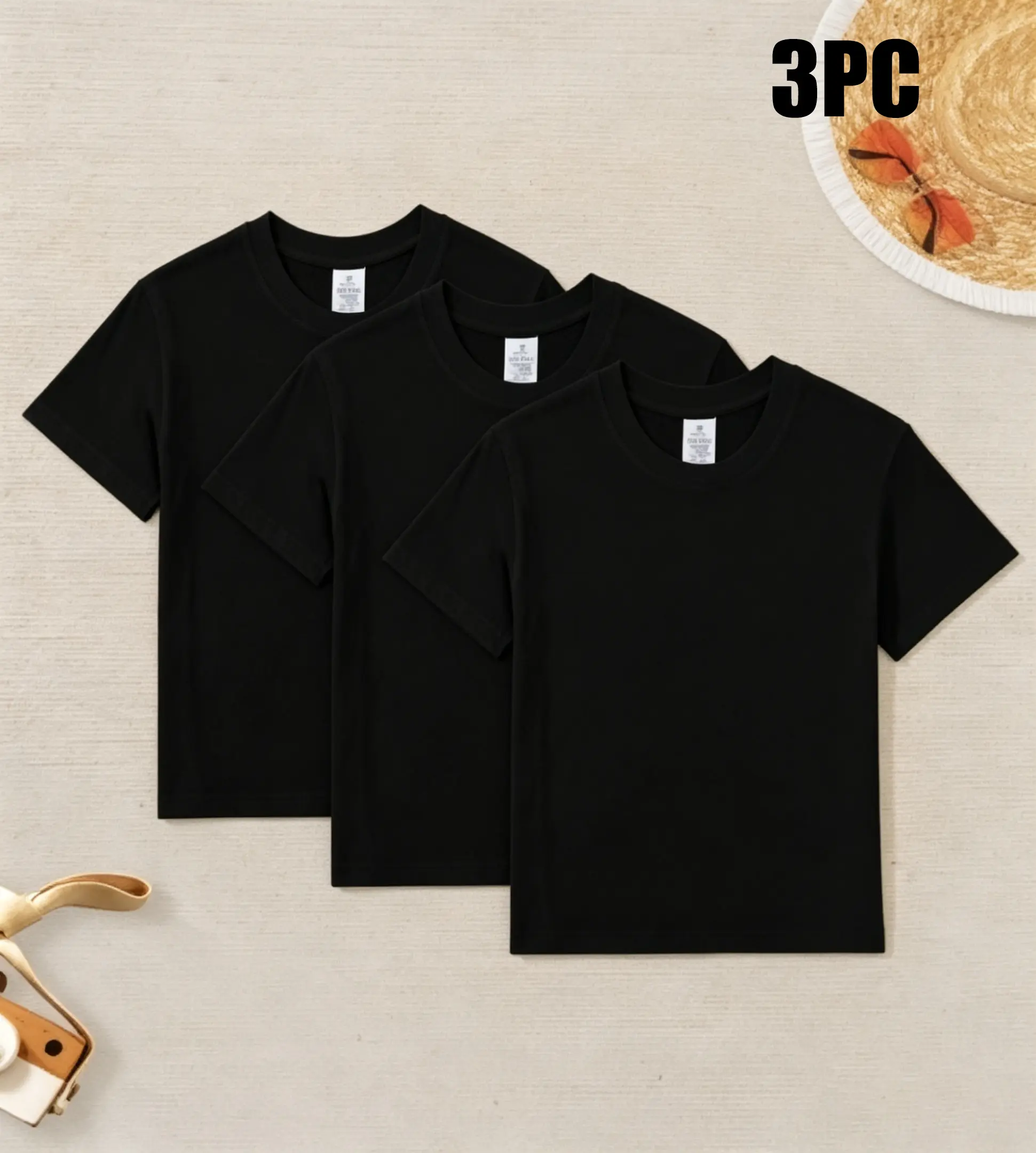 Boys' 3-Piece 100% Cotton Crew Neck Short Sleeve Tops - Casual Soft Shirt, Loose Fit Shirts, Medium Stretch All-Season Casual & Sportswear, Short Sleeves, Graphic, Modest, Pure Cotton, 10 - 11 Years, All Seasons, Crew Neck Shirt