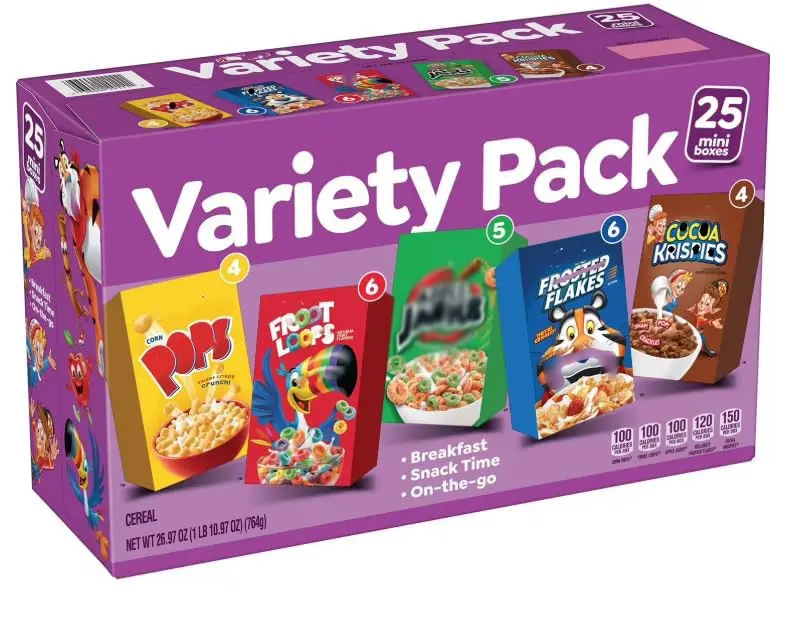 Mini Breakfast Cereal Variety Pack, 25 Count Individual Single Serve Cereal Boxes, Assorted Ready to Eat Breakfast Snacks for Kids and Adults, Convenient Grab and Go Family Pack