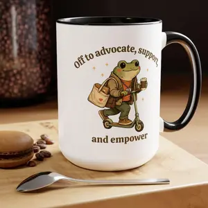 Funny Frog Social Worker Mug, Social Work Appreciation Gift, Advocate Empower Coffee Cup, Mental Health Gift Idea, Therapist Coworker Mug, Inspirational Humor Cup