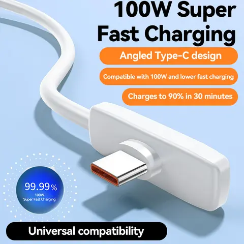 KAXOE 100W 90° Angle Elbow Bend Silicone USB-C Charger Cable - Fast Charging & Data Transmission for Mobile Smartphones, Electronic Devices: iPhone 15/16/17 Pro Max, Samsung Galaxy S26 Ultra/A17 5G/A07, Moto G Pure, Google Phones