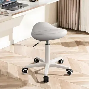 【Mother's Day】Saddle Stool Thick Padded Seat Ergonomic Chair Swivel Rolling Saddle Chair with Wheels for Hair Salon, Dental Clinic, Spa, Massage Studio, Office & Home, Grey