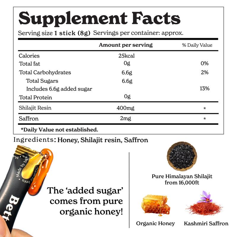 BetterAlt Shilajit Honey Sticks Variety Pack | Caramel, Cinnamon & Classic |  Lab-tested for Purity | Helps Support Energy & Stamina | 2-Month Pack