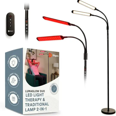 Lifepro Infrared LED Therapy Lamp – Dual Head Design with 216 LEDs, 660nm & 850nm Modes – Adjustable Light for Skin Wellness & Relaxation, Home & Office Use