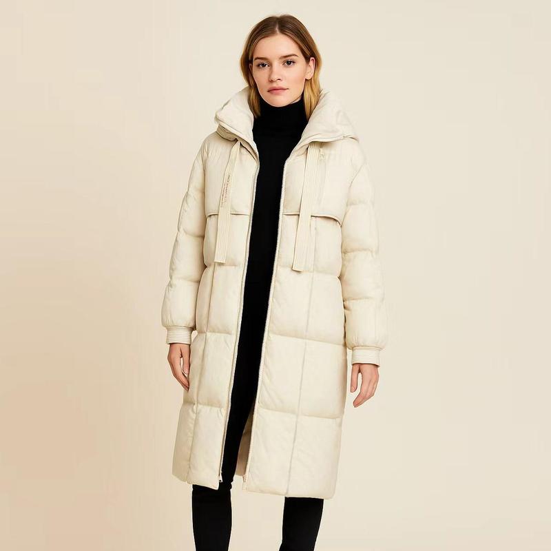 Puffer Jacket for Women - Thickened Hooded Cotton Padded Coat, Long Loose Fit, Warm & Versatile Puffer Jacket for Women - Thickened Hooded Cotton Padded Coat, Long Loose Fit, Warm & Versatile