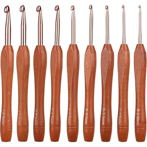 Wooden Handle Handle Crochet Hook(9pcs)