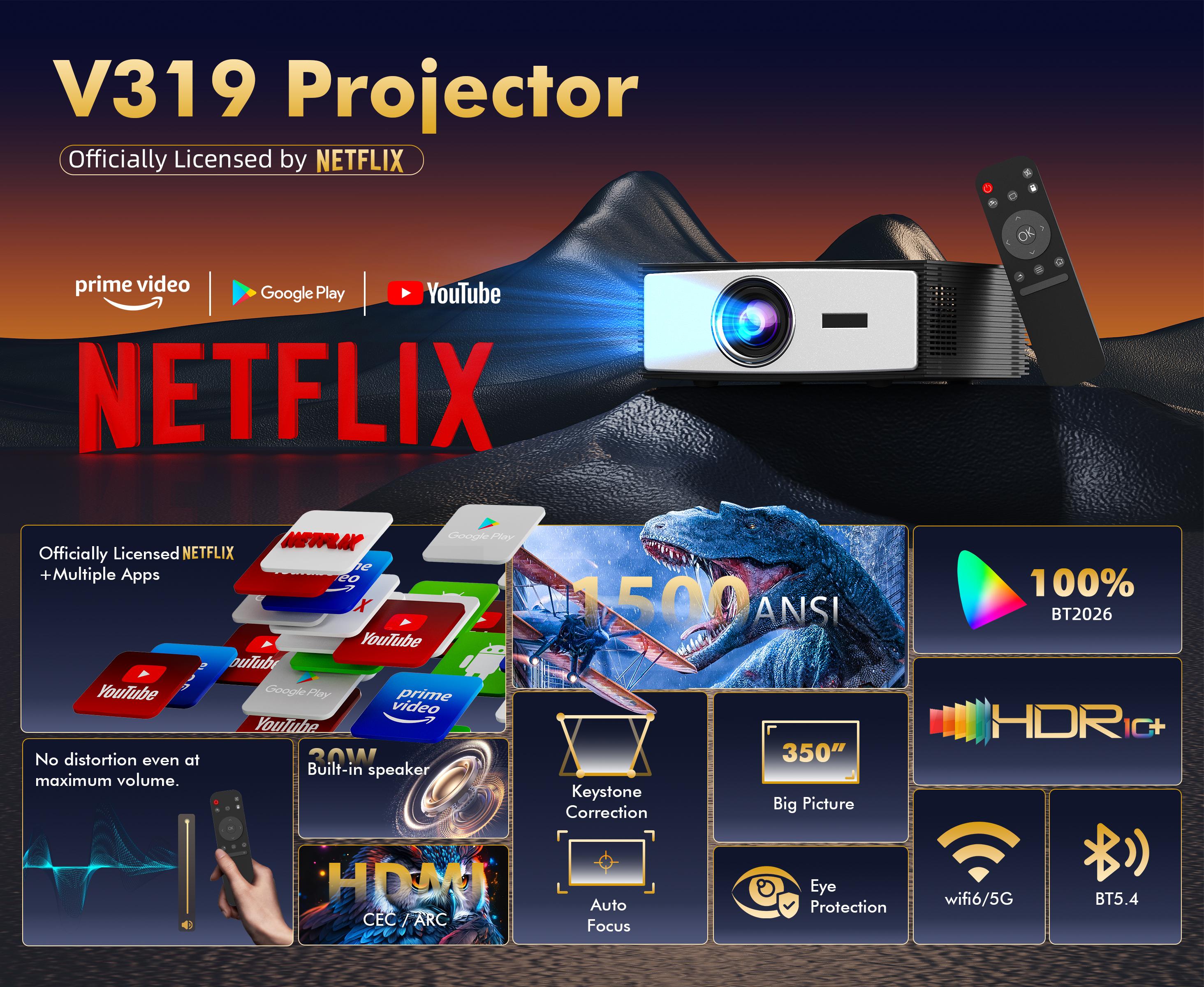 New Premium Upgraded Flagship projector 4k support. Video projector features Auto Vertical & Horizontal Keystone Correction. With portable projector Bluetooth 6.0 & Android 12.0 OS. Perfect portable projector gift pick for Mother’s Day,