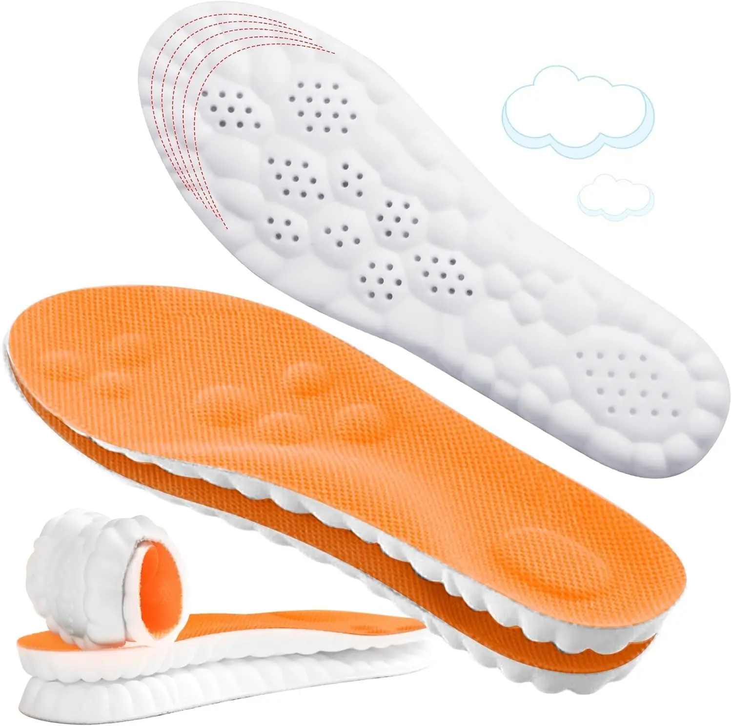 Cloud Soles for Women and Men  - Soft Memory Foam Cushioning Insoles - Trim to Fit Steppers Insoles with Arch Support for Foot Pain Relief and Fatigue Reduction(US W 6.5-9)