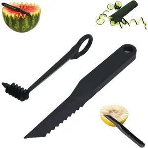 Kitchen Spiral and V-Shaped Tool, Spiral Slicer Blade Potato Cucumber Spiral Cutter, Fruits and Vegetable Carving Knife Hand Slicer Cutter, Manual Screw Peeler Kitchen and Dining Tool, Vegetable Cutting Slicer