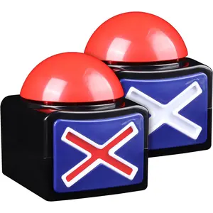 2pcs Game Trivia Buzzers for Family Game Night | Alarm Answer Button with Loud Sound and Light Entertainment in Classroom Job Group Games-2 Pcs