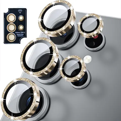 For Samsung S26 S25 Plus S26 Ultra 5G Bling Gitter Camera Lens Protector Metal Ring Protector Smartphone Camera Accessories Cellphone Accessories