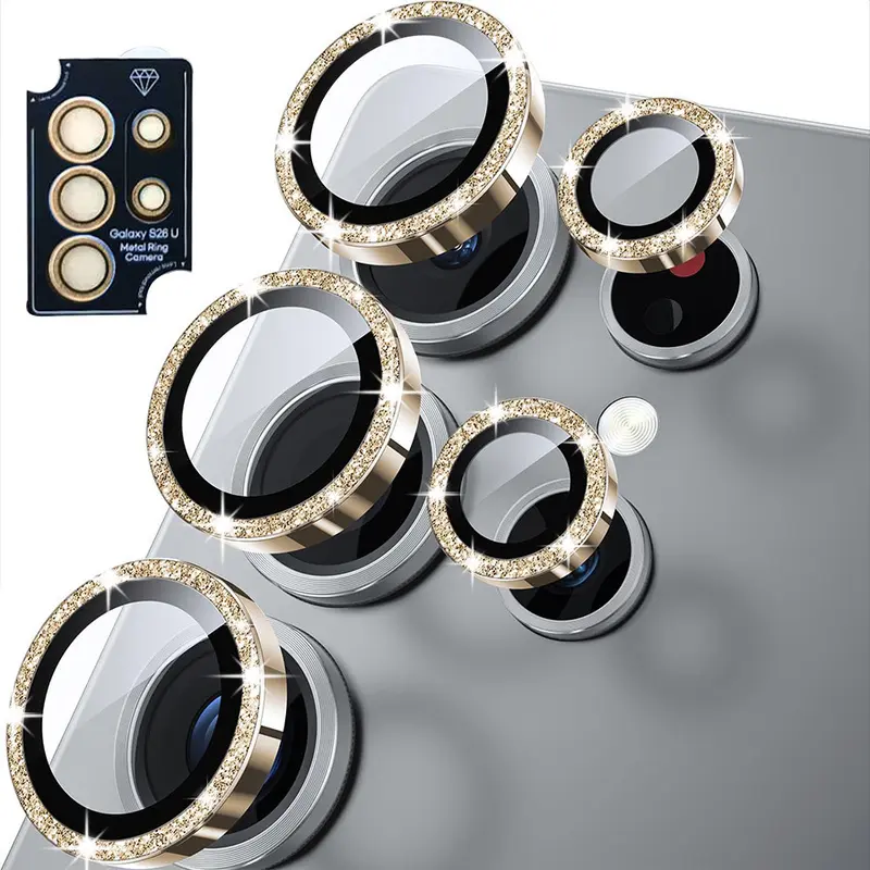 For Samsung S26 S25 Plus S26 Ultra 5G Bling Gitter Camera Lens Protector Metal Ring Protector Smartphone Camera Accessories Cellphone Accessories