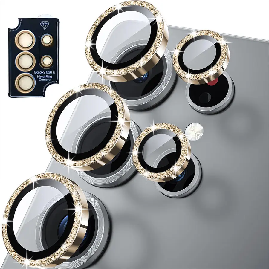 For Samsung S26 S25 Plus S26 Ultra 5G Bling Gitter Camera Lens Protector Metal Ring Protector Smartphone Camera Accessories Cellphone Accessories