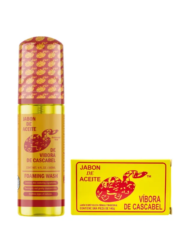 Jabon De Aceite Vibora De Cascabel Unisex Exfoliating Cleanser & Body Wash Skin Care Kit - 5oz/4.23oz Soap Combo for Oil Control, Acne Care, Repair & Comfort, All Skin Types, Skin Care Product, Cleansing