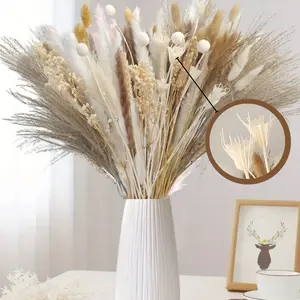 Pampas Grass 109 Stems Natural Dried Plants Arrangement Centerpiece—Farmhouse Rustic Decor Flowers Decorative