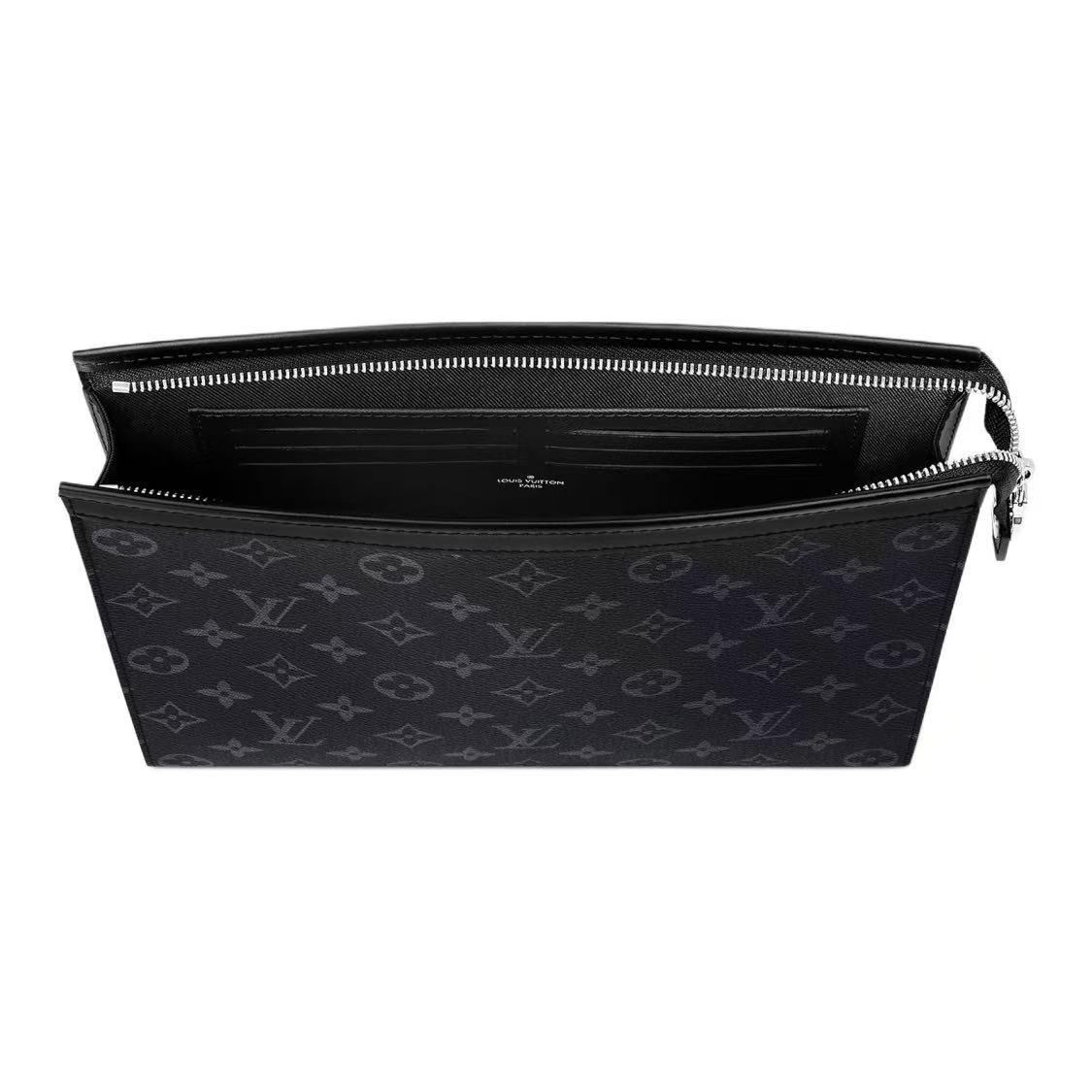 Pre-owned Louis Vuitton Pochette Voyage, Classic Monogram Print, Zipper Closure, Coated Canvas Clutch & Toiletry Bag
