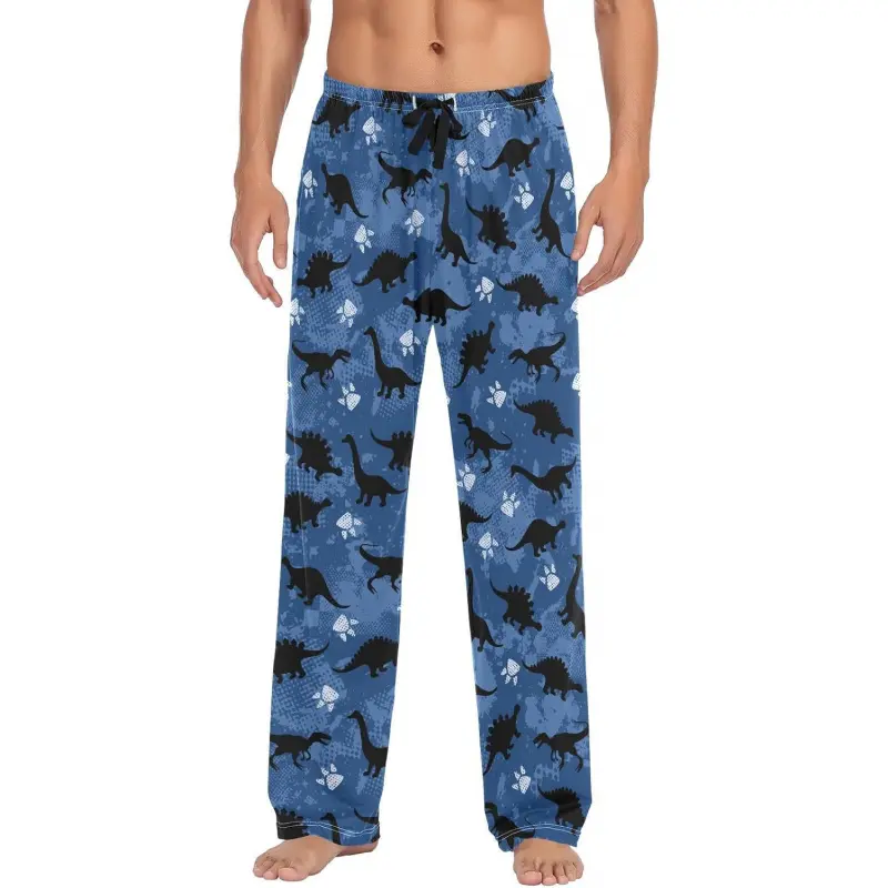 Men's Dinosaurs Pajama Pants Cotton Soft Comfy Straight-Fit Lightweight Pj Bottoms
