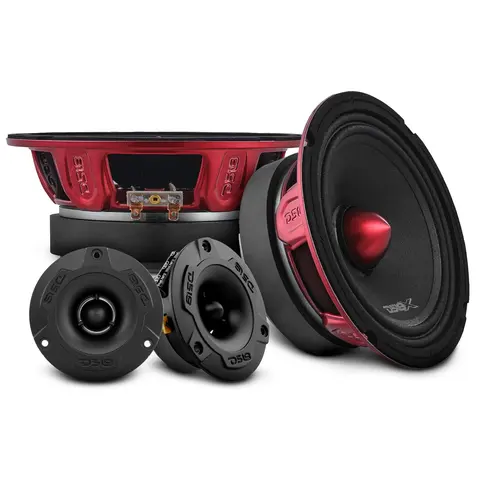 DS18 High-Powered Car Audio Bundle Speaker Set - Pre-Built Combo with 2 Loud 6.5" Mids, 2 High-Powered 1" Tweeters & Built-In Crossover System (PRO-X6.4BMPK)