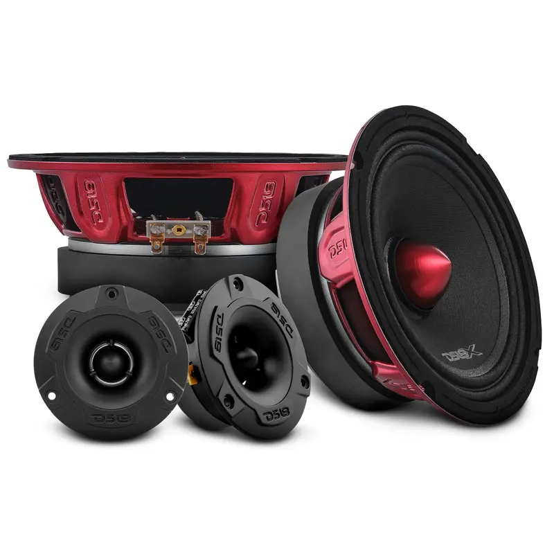 DS18 High-Powered Car Audio Bundle Speaker Set - Pre-Built Combo with 2 Loud 6.5" Mids, 2 High-Powered 1" Tweeters & Built-In Crossover System (PRO-X6.4BMPK)