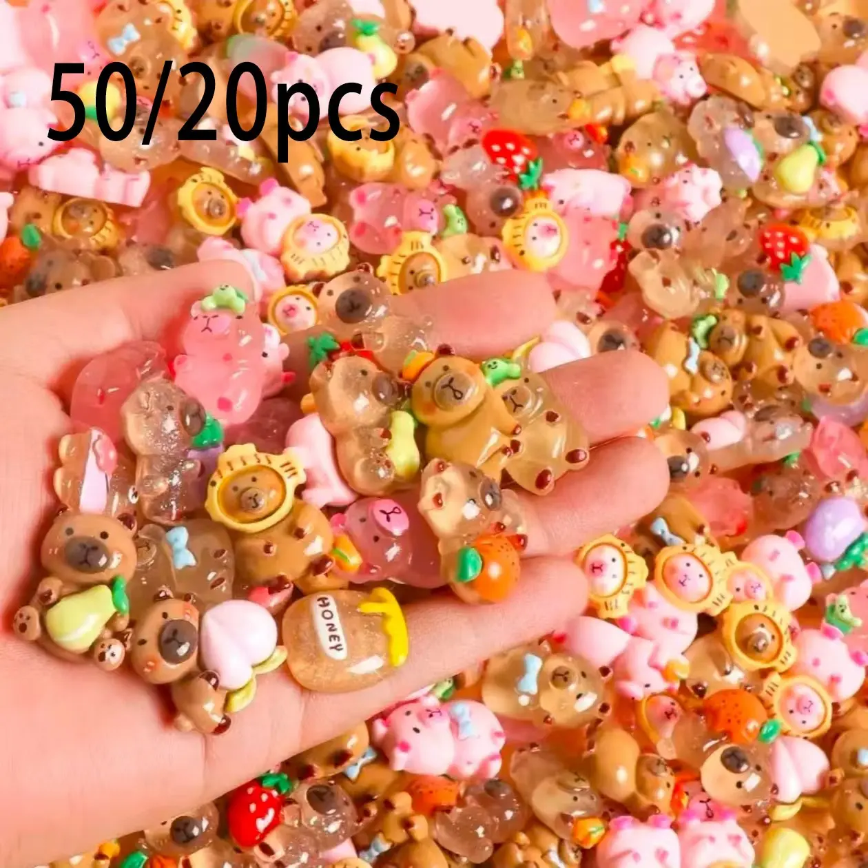 50/20pcs Cute Magical Glow-In-The-Dark Capybara DIY Accessories, Resin Animal Decorations Ornaments, Room Decor Ornament for Christmas, Party, Student Gifts, Dollhouse, Fairy Garden, Decorations and Ornaments