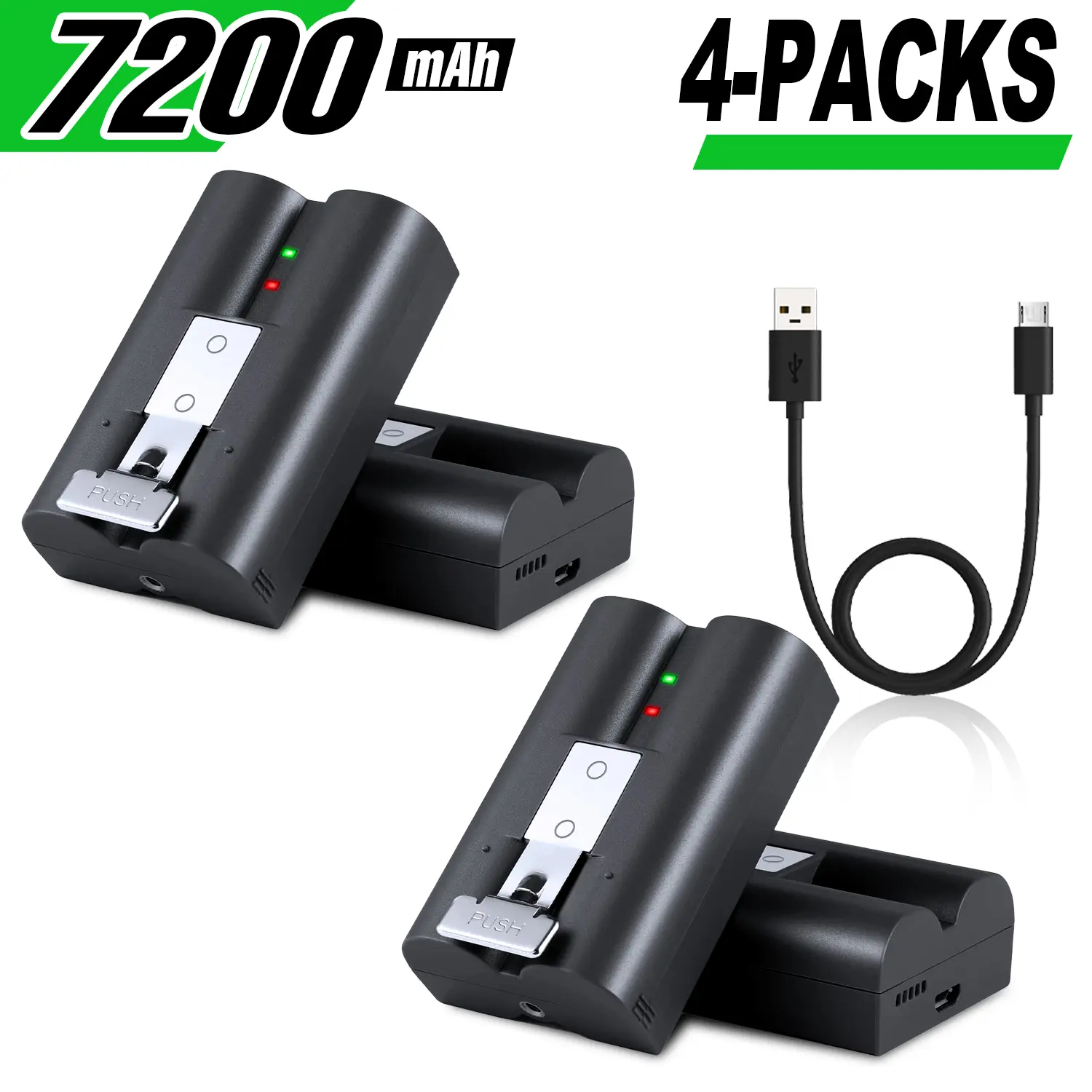 2-Pack 7200mAh Wireless Rechargeable Battery Pack for Ring Video Doorbell Gen 2/3/3 Plus/4, Security Cameras - High-Capacity Lithium-Ion, Fast Charging, Overheat Safe, FCC/CE/RoHS Certified