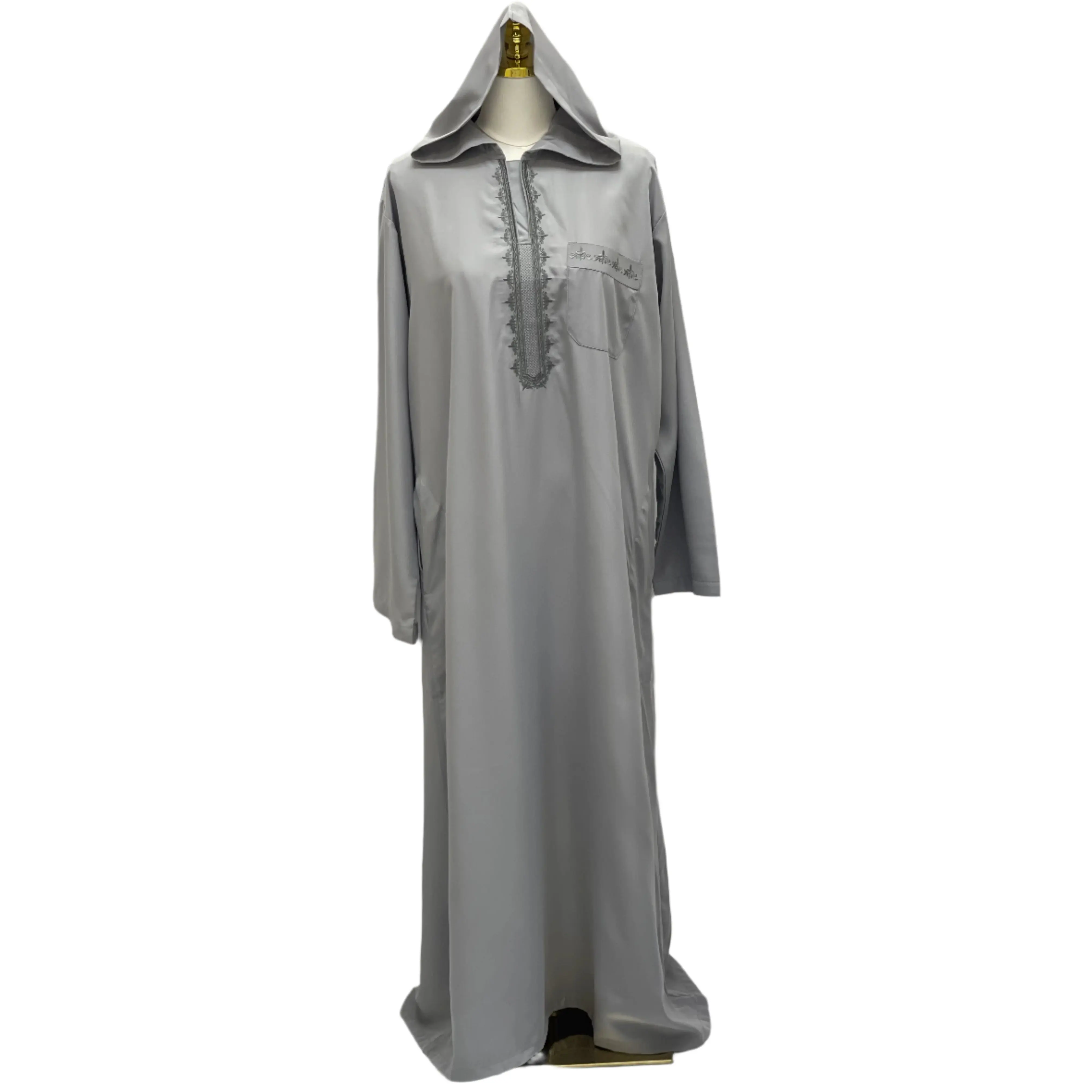 Men's Thobe with Hood & Unique Designs - Multi Colors