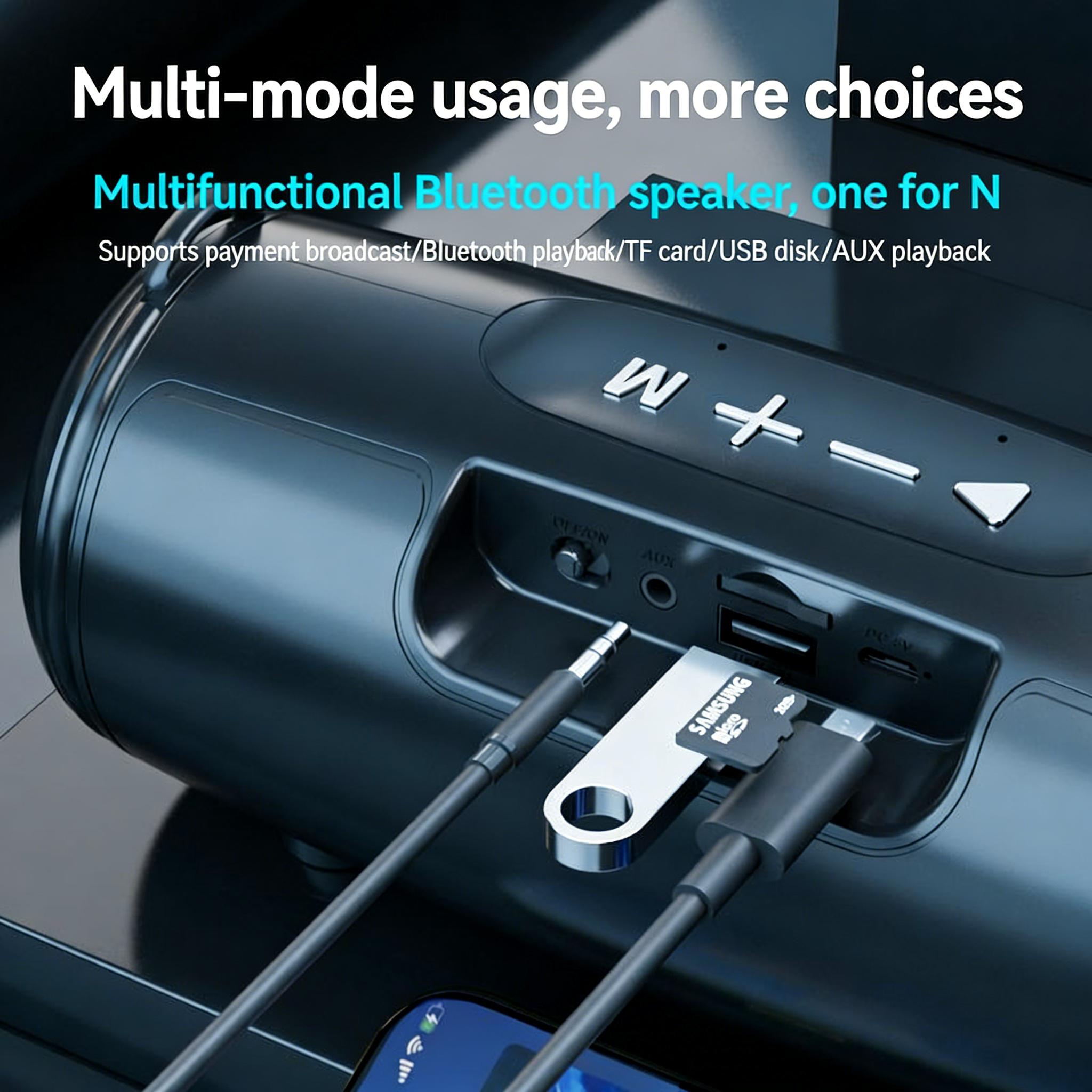 Portable Bluetooth Speaker, Waterproof Wireless Speaker with Deep Bass, TWS Pairing, TF Card, USB, AUX, AI Voice Assistant, Loud Volume for Home, Outdoor, Party, Payment Alert, Gaming