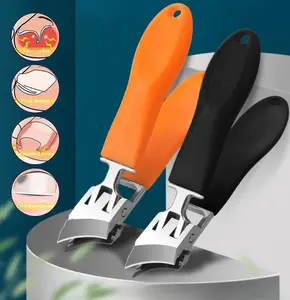 Black Wide Jaw Opening Anti-Splash SlantedNail Clipper, Slanted Nail Clippers Nail Care Tool Nail Trimmer