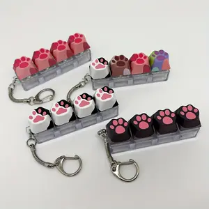 Cat Paw Pressure-Relief Keycap Toy, Fingertip Press Button Keychain for Hobby, Collecting, and Party Supplies, Creative Keycap Tester, Novelty Stress-Relief Pop Fidget Toy